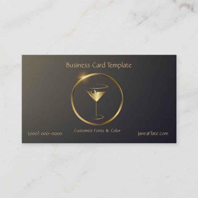 Classy Gold Red Metallic Barkeeper Template Busine Visitenkarte (Vorderseite)