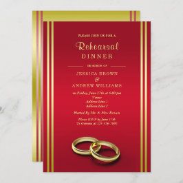 Classy Gold & Rot, Hochzeitsrings Probe Dinner Einladung