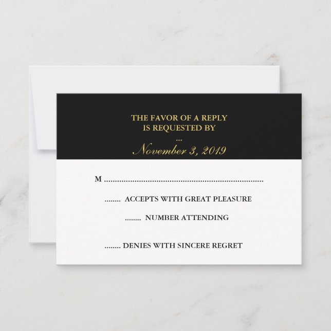 Classy Gold Schwarz-weiß UAWG RSVP Karte (Vorderseite)