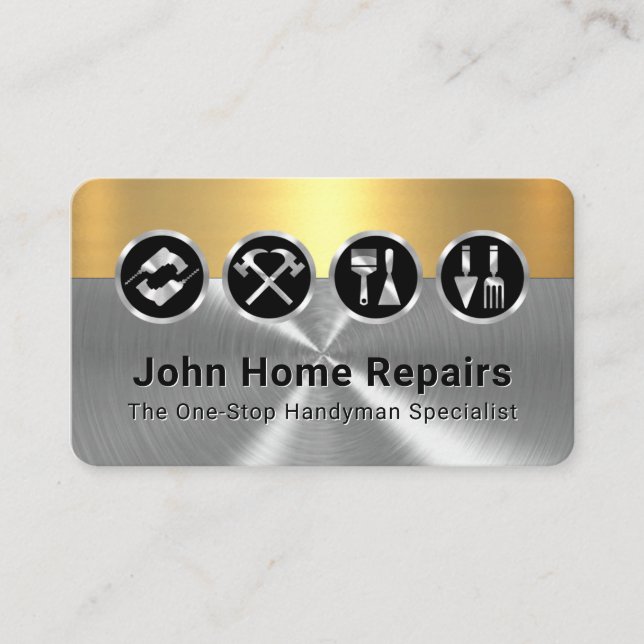 Classy Gold Silver Layers With Gold Tools Visitenkarte (Vorderseite)