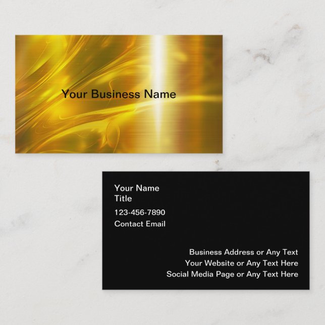 Classy Gold Tone Glossy Business Cards Visitenkarte (Vorne/Hinten)
