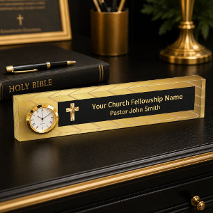Classy Gold und Black Church Pastor Desk Namplate Namensplakette