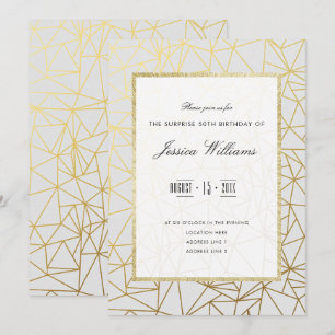 Classy Gold & White Überraschung 50. Geburtstagspa Einladung