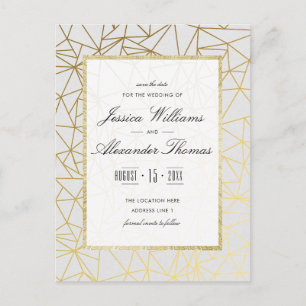 Classy Gold & White Wedding rettet das Datum Ankündigungspostkarte
