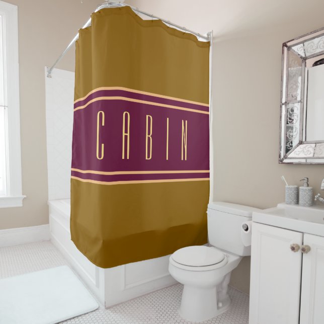 Classy Golden Brown Burgundy Stripes Cabrio Duschvorhang (Beispiel)