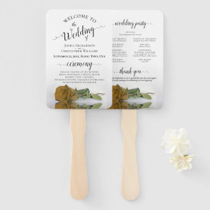 Classy Golden Ochre Rose Elegantes Hochzeitsprogra Fächer