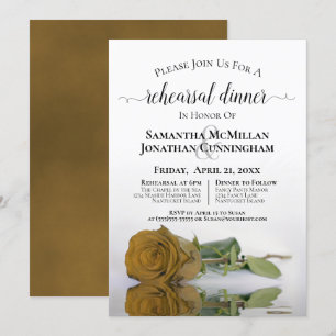 Classy Golden Ochre Rose Hochzeit Probe Dinner Einladung