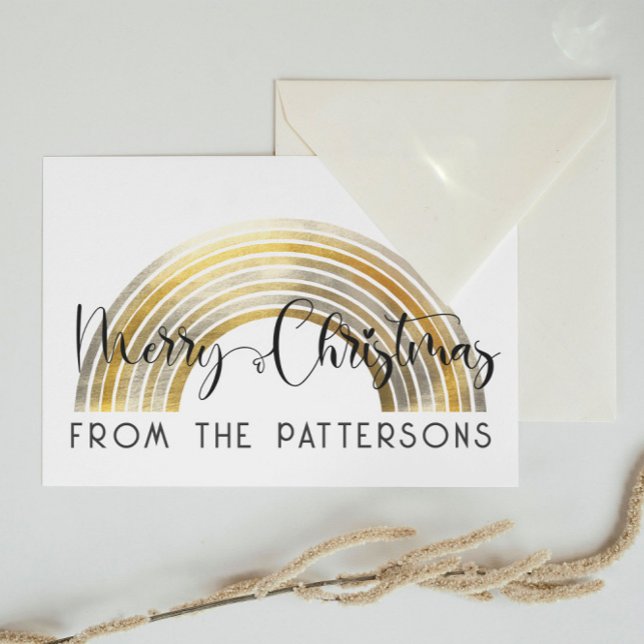 Classy Golden Rainbow Family Name Frohe Weihnachte Postkarte (Von Creator hochgeladen)