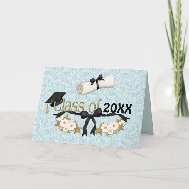 Classy Grad Floral Karte (Vorderseite)