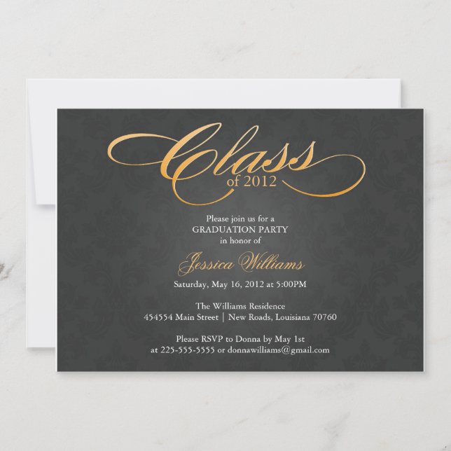 Classy Graduation Party Einladung (Vorderseite)