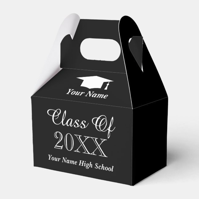 Classy Graduierungsparty Gunst mit Namen Geschenkschachtel (Vorderseite)