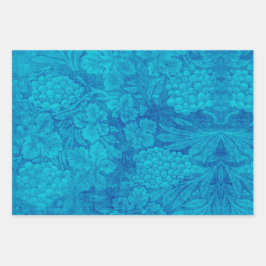 Classy Grape Cluster Damask Style Blue Green Geschenkpapier Set