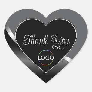 Classy Grau Black Wavy Silver Logo Niedlich Vielen Herz-Aufkleber