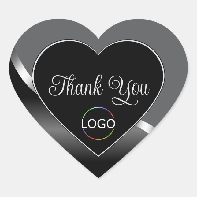 Classy Grau Black Wavy Silver Logo Niedlich Vielen Herz-Aufkleber (Vorderseite)
