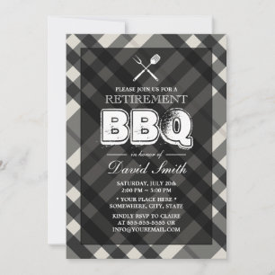 Classy Gray Kariert GRILLEN Rente Party Einladunge Einladung
