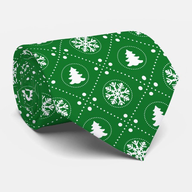 Classy Green Festive Weihnachtsmuster Krawatte (Gerollt)