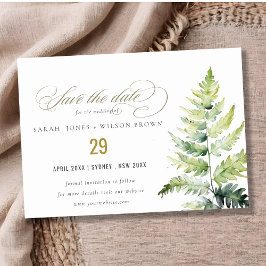 Classy Green Gold Aquarell Fern Foliage Save The Date