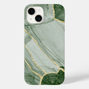 Classy Green Gold Marmor Muster iPhone / Android Case-Mate iPhone 14 Hülle