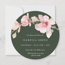 Classy Green Watercolor Magnolia Brautparty Einladung