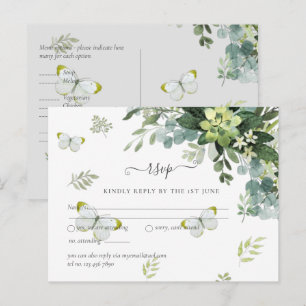 Classy Greenerage Foliage Wedding RSVP Postkarte