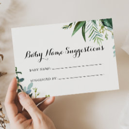 Classy Greenery Baby Name Suggestions Card