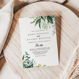 Classy Greenery Tropical Blätter Spanish Wedding Einladung