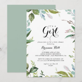 Classy Greenery Tropical Es ist eine Girl Baby Dus Einladung