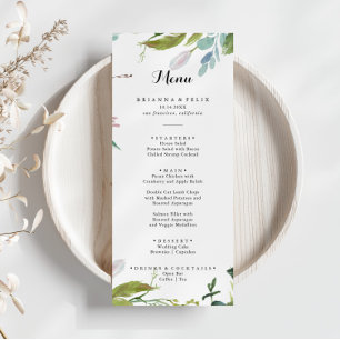 Classy Greenery Tropical Modern Calligraphy Dinner Menükarte