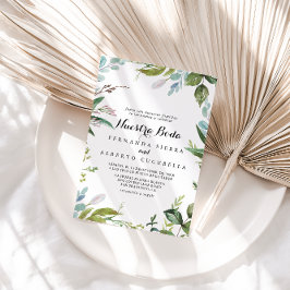 Classy Greenery Tropical Nuestra Boda Wedding Einladung