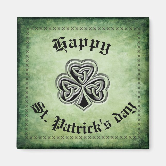 Classy grundge Irish Glück Kleeblatt Magnet (Vorne)
