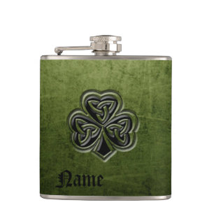 Classy Grunge Irish Pech Kleeblatt personalisiert Flachmann
