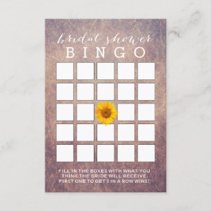Classy Grunge Sonnenblumen Brautparty Bingo Cards Einladung