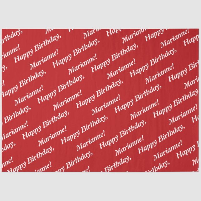 Classy Happy Birthday Name Red Tissue Paper Seidenpapier (Vorderseite)