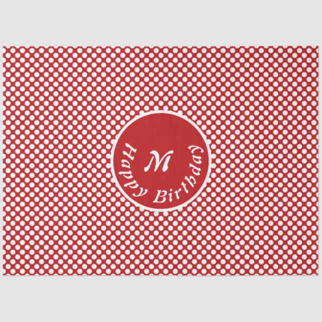 Classy Happy Birthday Red Polka Dot Tissue Paper Seidenpapier (Vorderseite)