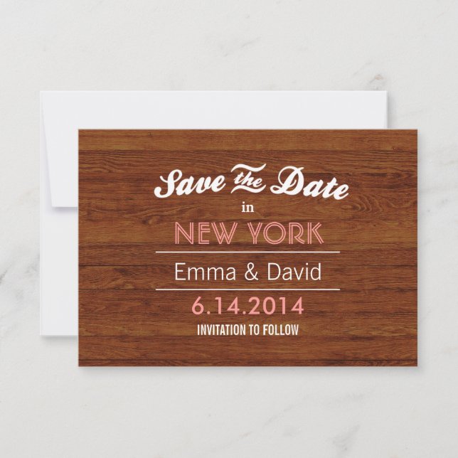 Classy Holz Hintergrund Speichern Sie die Datumska Save The Date (Vorderseite)