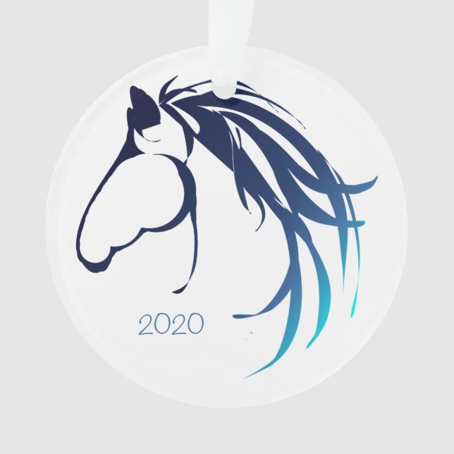 Classy Horse Head Logo Bleu des nuances pour Noël (devant)