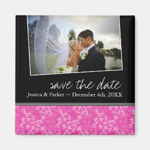 Classy Hot Pink Save the Date Magnet