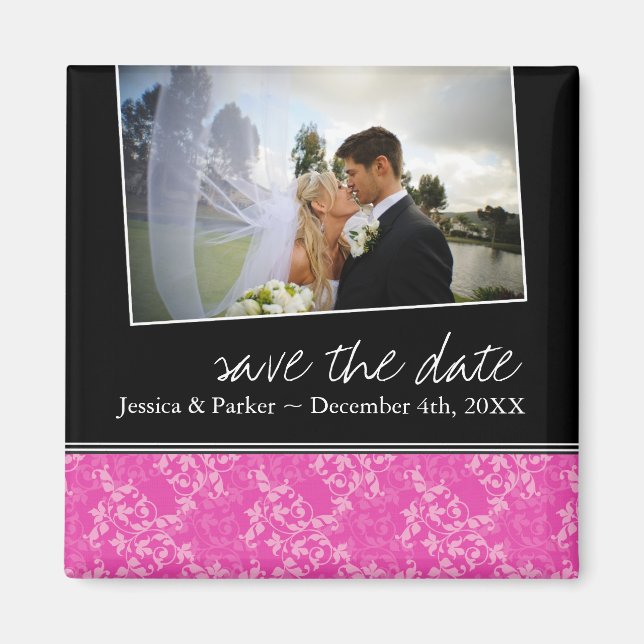 Classy Hot Pink Save the Date Magnet (Vorne)