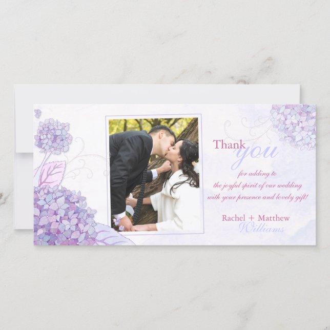 Classy Hydrangeas Wedding danke Ihnen Foto-Karte (Vorderseite)