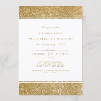 Classy Imitate Gold Glitzer Geburtstag Einladung