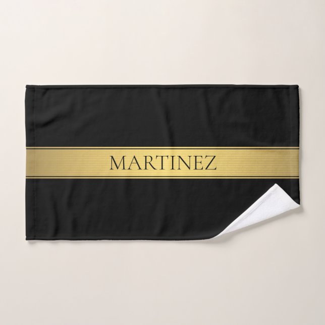 Classy Imitate Gold Streifen & Black Background od Badhandtuch Set (Handtuch)