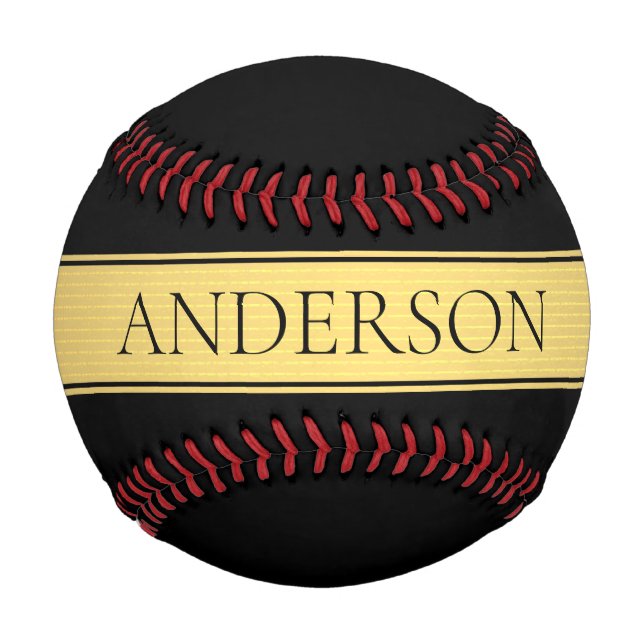 Classy Imitate Gold Streifen & Black Background od Baseball (Vorderseite)