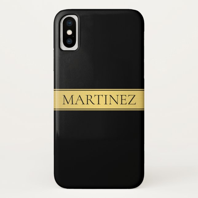 Classy Imitate Gold Streifen & Black Background od Case-Mate iPhone Hülle (Rückseite)