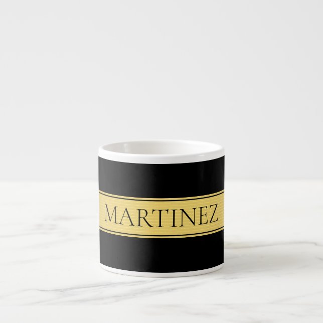Classy Imitate Gold Streifen & Black Background od Espressotasse (Vorderseite)
