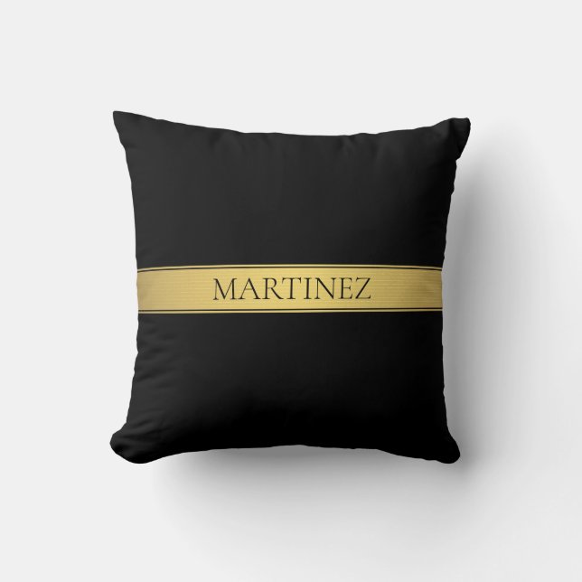 Classy Imitate Gold Streifen & Black Background od Kissen (Vorderseite)