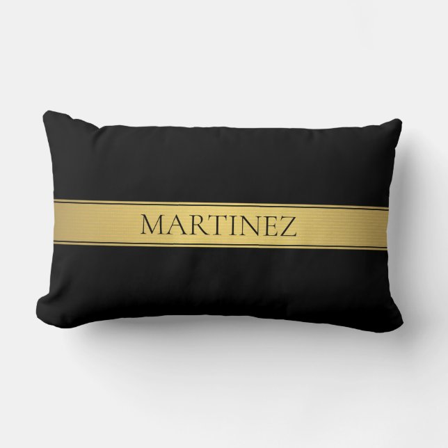 Classy Imitate Gold Streifen & Black Background od Lendenkissen (Vorderseite)