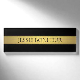 Classy Imitate Gold Streifen & Black Background od Namenschild