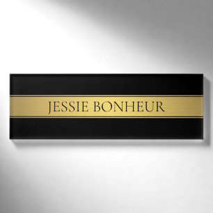 Classy Imitate Gold Streifen & Black Background od Namenschild