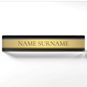 Classy Imitate Gold Streifen & Black Background od Namensplakette