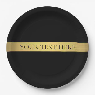 Classy Imitate Gold Streifen & Black Background od Pappteller